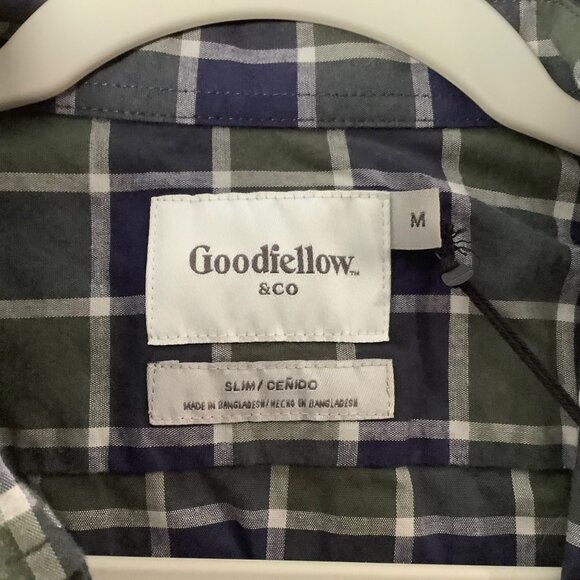 Goodfellow & Co Slim Fit Plaid Shirt Men Sz Medium Long Sleeve Mountain Spruce - Picture 3 of 10